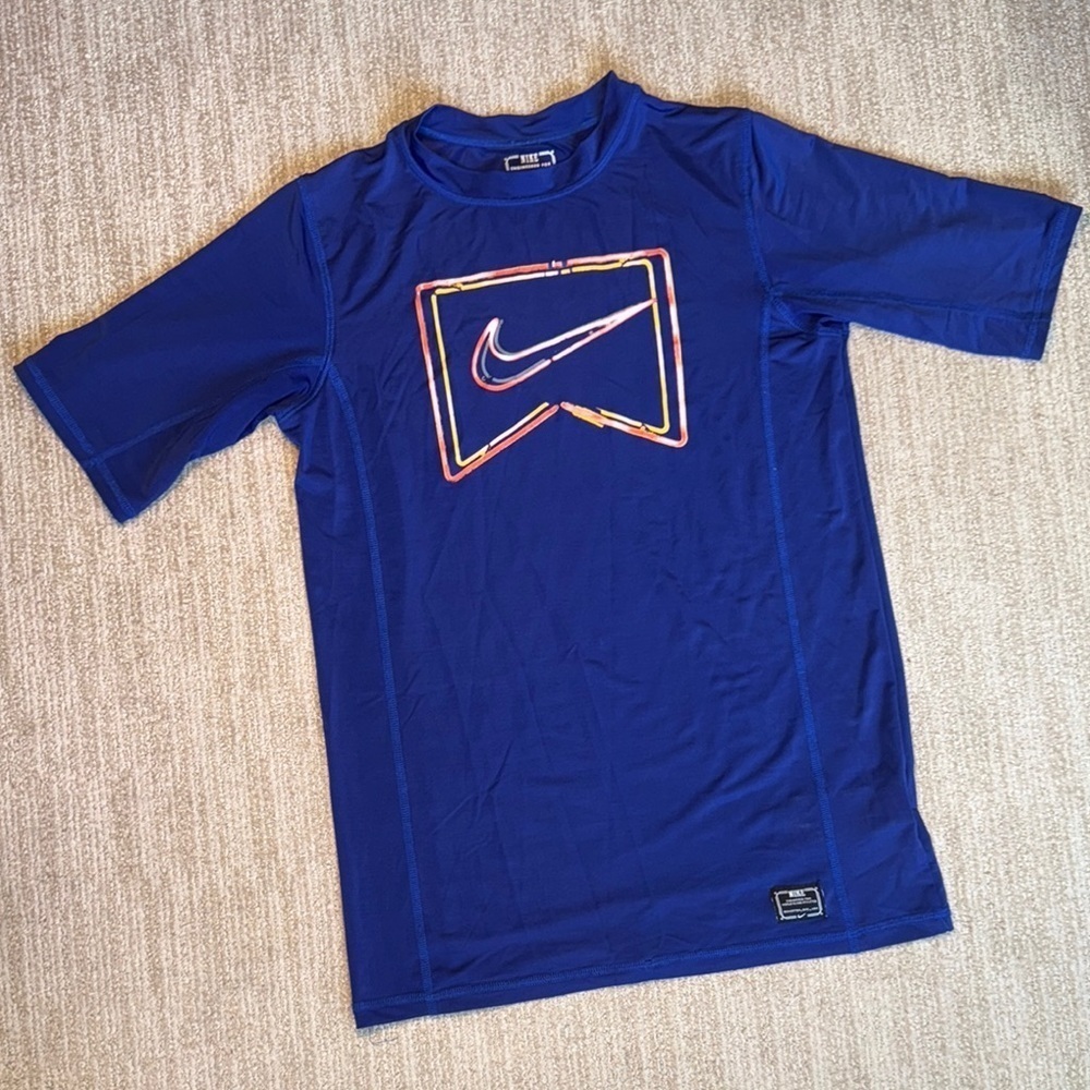 Nike Boys Compression Shirt Blue Dri-FIT Running Top Size L